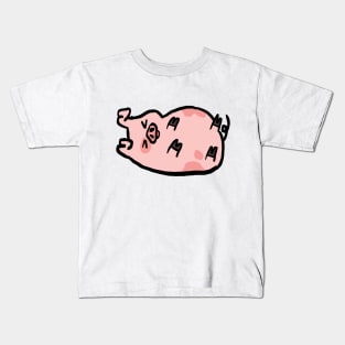 Cute Cartoon Piggy Rolling in Bliss Kids T-Shirt